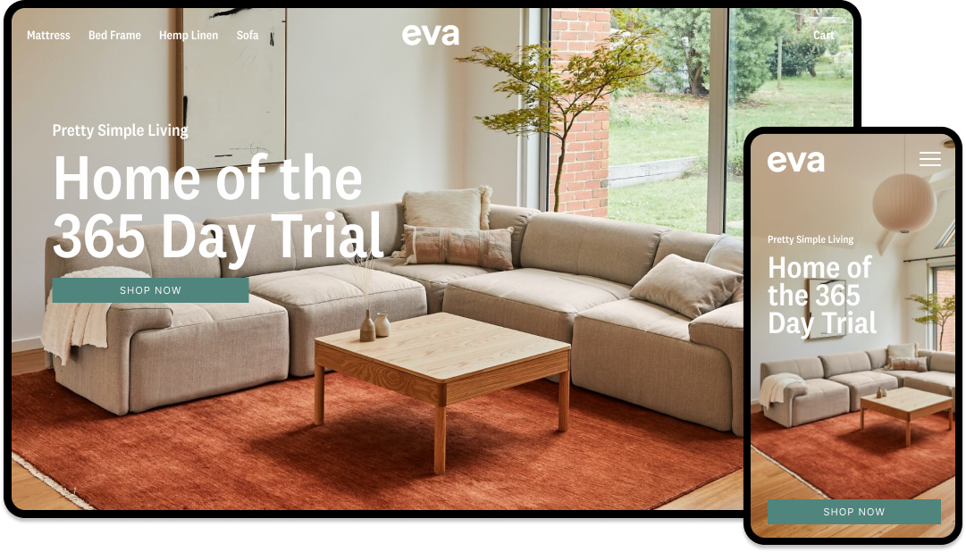 Eva Homepage UI Design on Desktop and Mobile